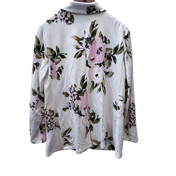 Philosophy White Floral Women's Blazer Size L Sophisticated One Button Closure - Picture 3 of 8